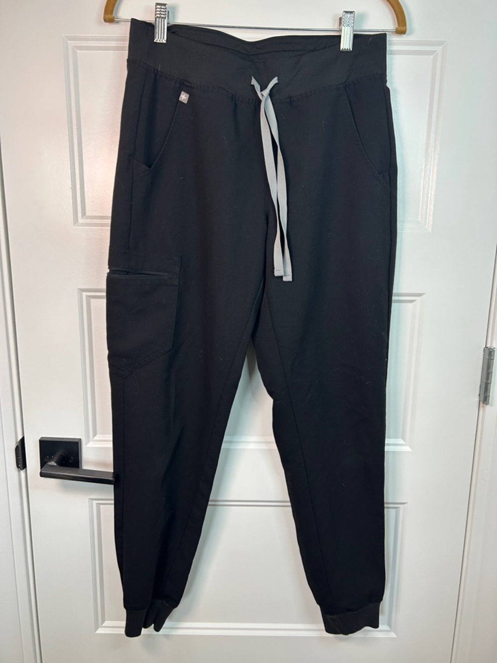 Figs Men's Black Jogger Pants with Gray Drawstring